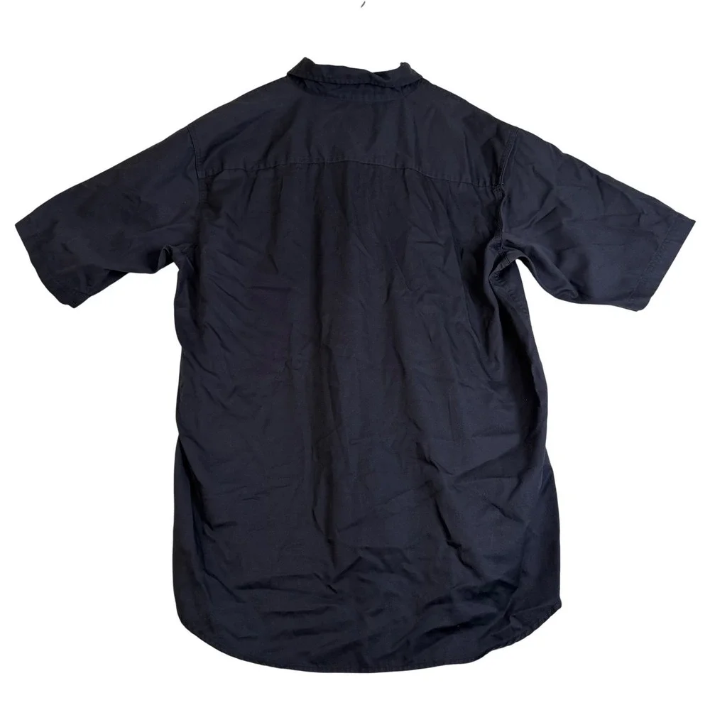 RedHead Mens Navy Blue Short Sleeve Button Down Work Shirt Size Large